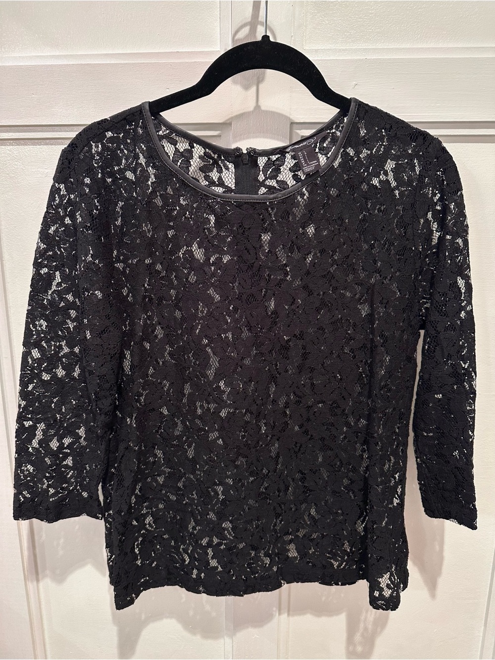 Black Floral Lace 3/4 Sleeve Top